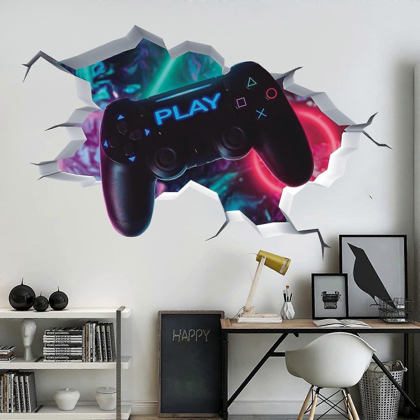 3d Gamer Wall Stickers32*50cm,gamer Wall Poster Decoration,boy Bedroom Wall Sticker,modern Living Room Decoration