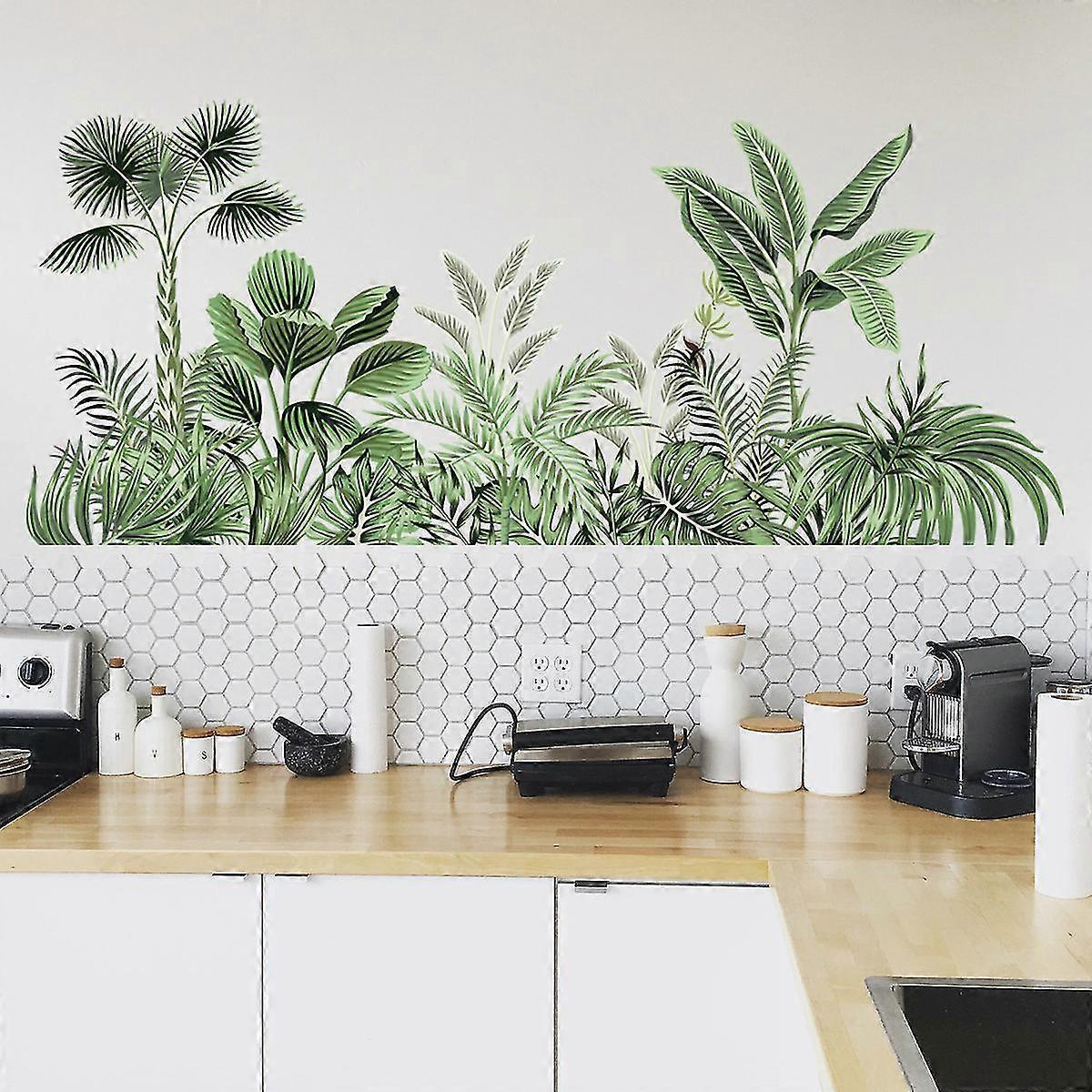Palm Leaf Wall Stickers For Living Room, Plant Sticker Wall Decor, Peel And Stick Wall Stickers