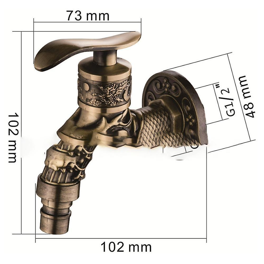 Indoor Bathroom Faucet Carved Wall Bibcock Mount Retro Decorative Faucet Outdoor Garden Faucets Washing Machine Mop Antique