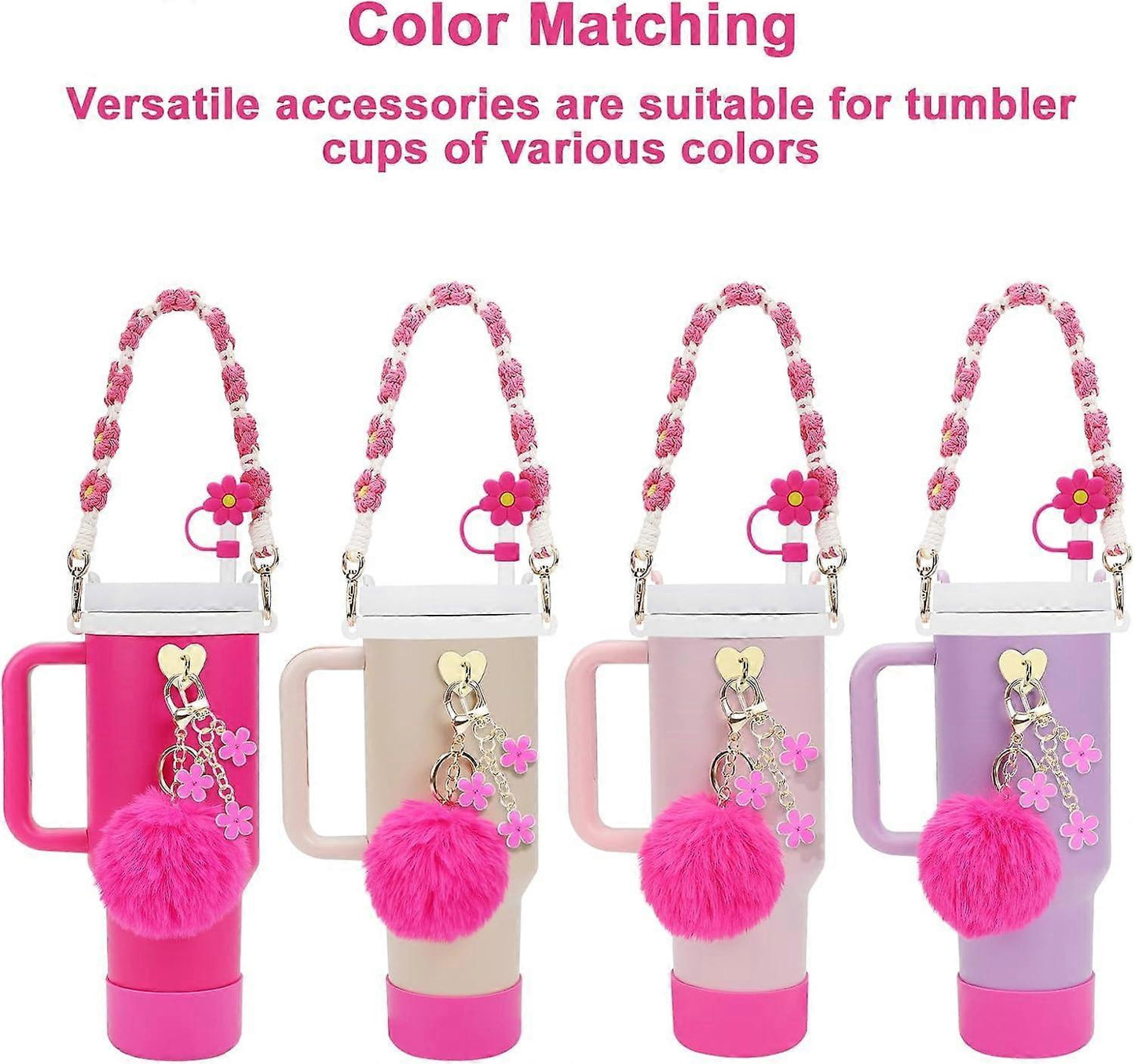 Stanley Cup Accessory Set - Water Bottle Handle Strap, Siliocne Stanley Cup Boot, Stanley Charms Stanley Cup 40 oz Tumbler