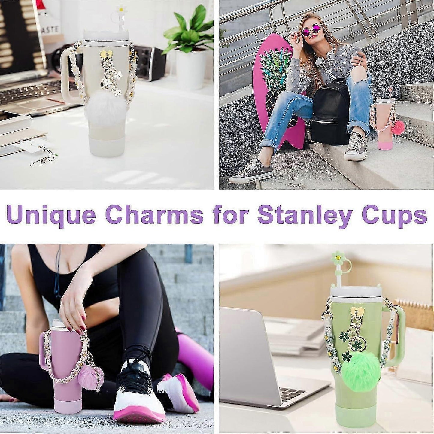 stanley Cup Accessory Set - Water Bottle Handle Strap, Siliocne Stanley Cup Boot, Stanley Charms Stanley Cup 40 Oz Tumbler