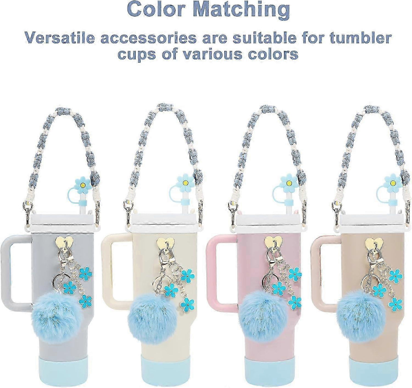 Stanley Cup Accessory Set - Water Bottle Handle Strap, Siliocne Stanley Cup Boot, Stanley Charms Stanley Cup 40 oz Tumbler