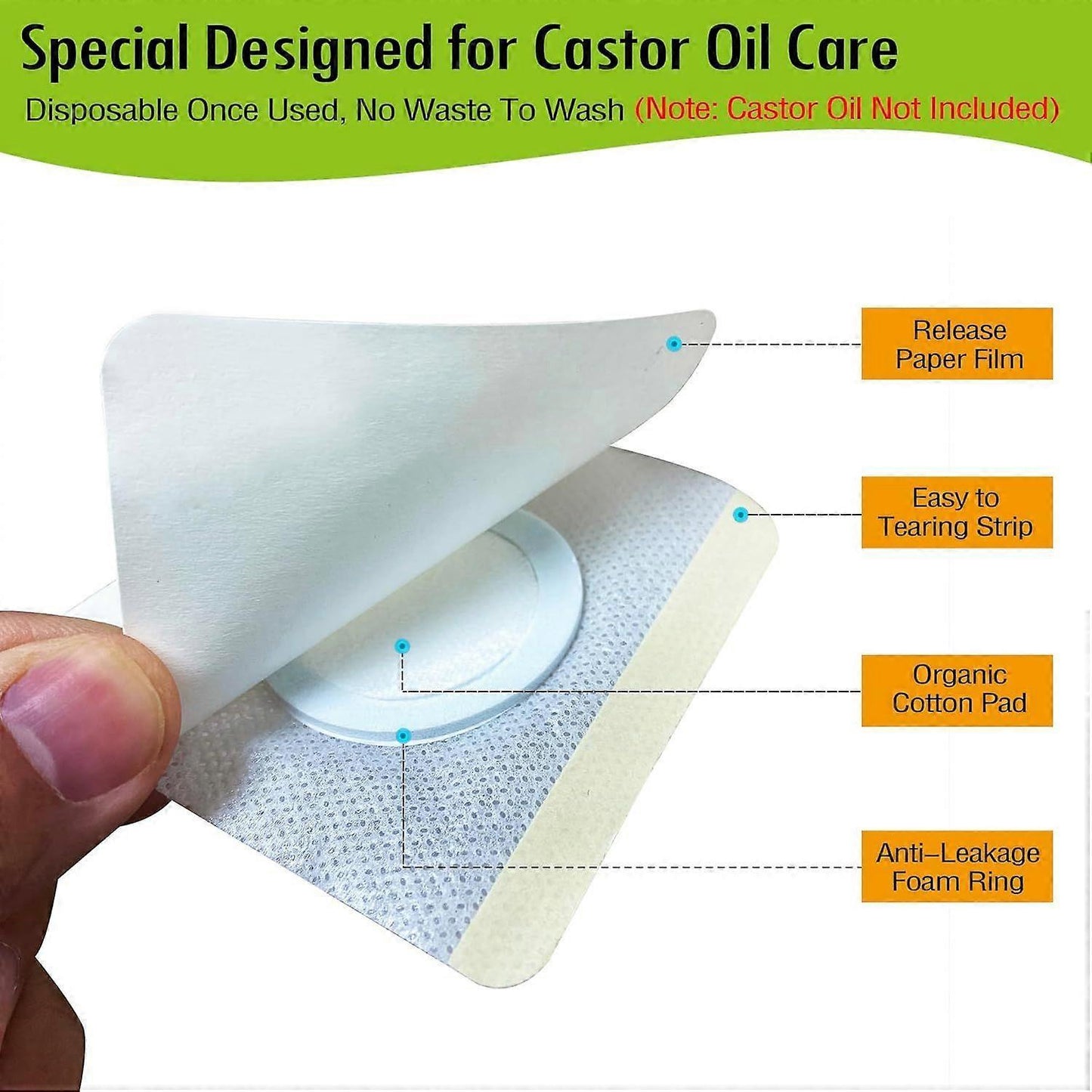 12PCS Hypoallergenic Castor Oil Pack Wrap for Belly Button, Disposable Castor Oil Wrap Pat