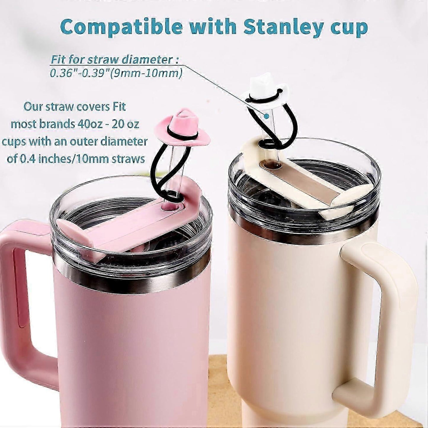4 Pcs Straw Covers for Stanley Cup 20-40 oz, 0.4 inches Silicone Straw Cover Caps, Stanley Cups Accessories, Dust-proof and leak-proof,Simple Modern,R