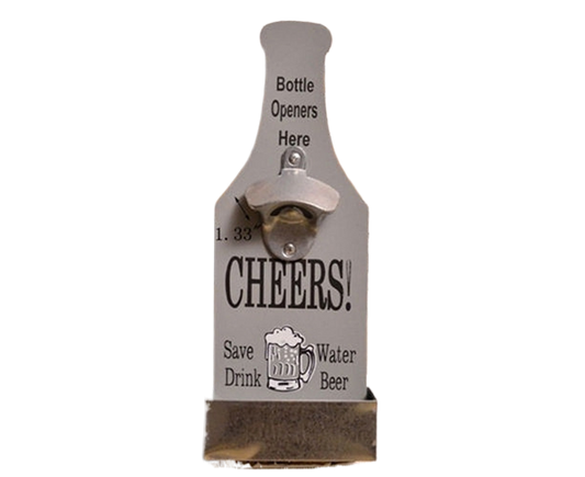 1Pc Retro Creative Wall Mounted Beer Style Decorative Hanger Bottle Opener-Grey
