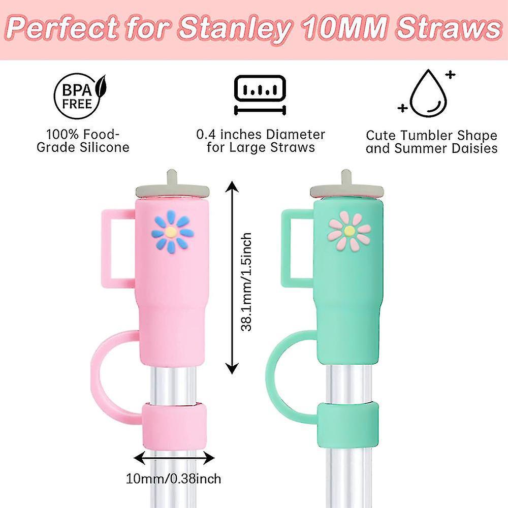 5 pcs/set Stanley Cup Straw Lids, Stanley 30 & 40 Ounce Glass Cups with Handles Silicone Straw Top Lids, Stanley Cup Accessories