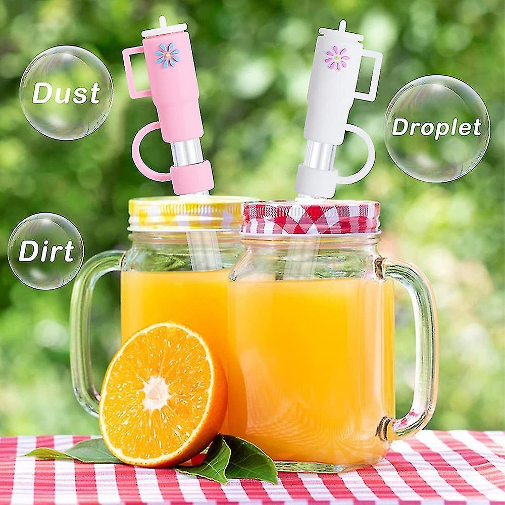 5 pcs/set Stanley Cup Straw Lids, Stanley 30 & 40 Ounce Glass Cups with Handles Silicone Straw Top Lids, Stanley Cup Accessories