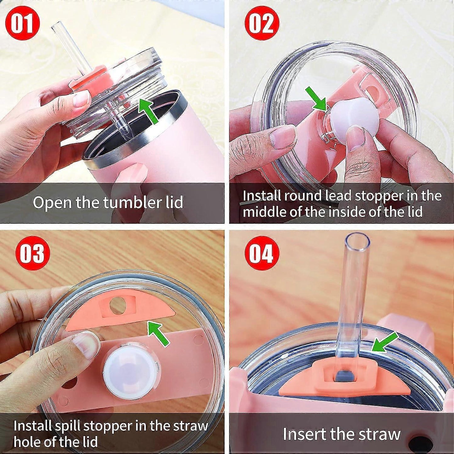 8 Sets Colorful Spill Stopper Compatible Stanley 40 oz 30 oz Tumbler with Handle, Leak Stopper for Stanley Accessories