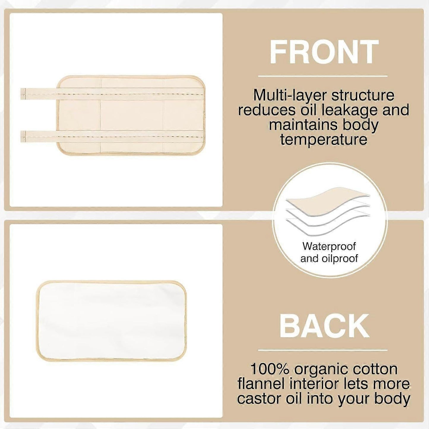 Castor Oil Pack, Adjustable Reusable Castor Oil Pack Wrap for Liver Detox, Castor Oil Pack