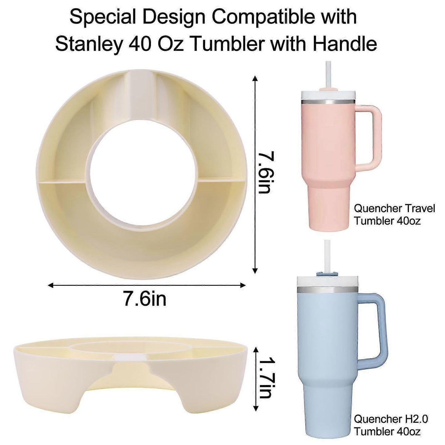 Compatible Stanley Snack Tray, 40 Oz Bowl for Stanley Cup Accessories, Ivory