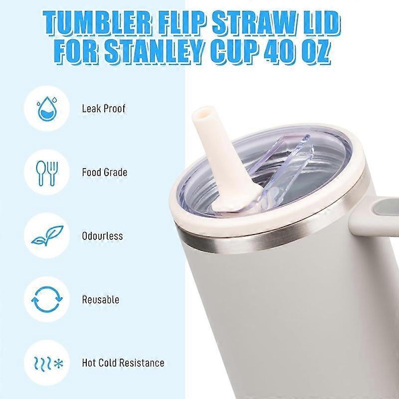 For Stanley 40oz Cup Straw Lid 4pcs /Set White