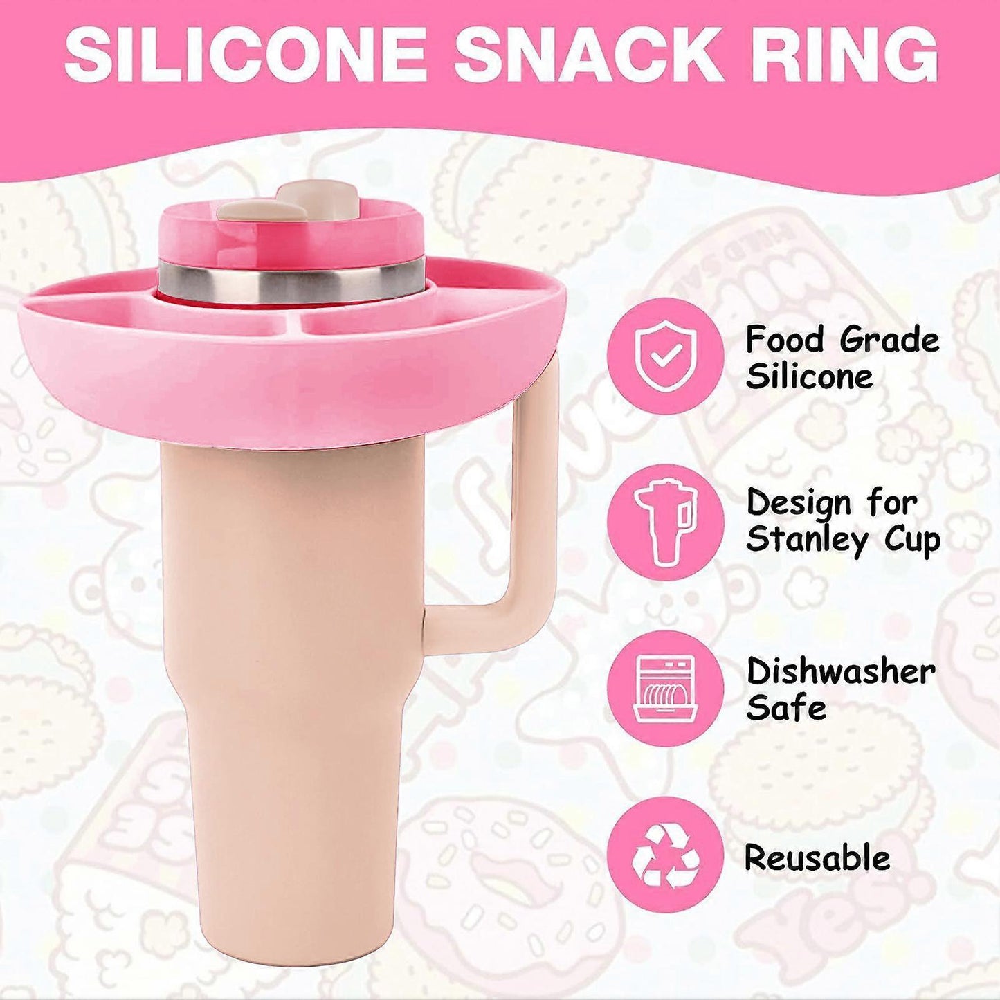 Snack Bowl For Stanley 40 oz Tumbler, Tumbler Snack Bowl Compatible With Stanley Cup 40 oz, Reusable Snack Ring For Stanley Cup Accessories