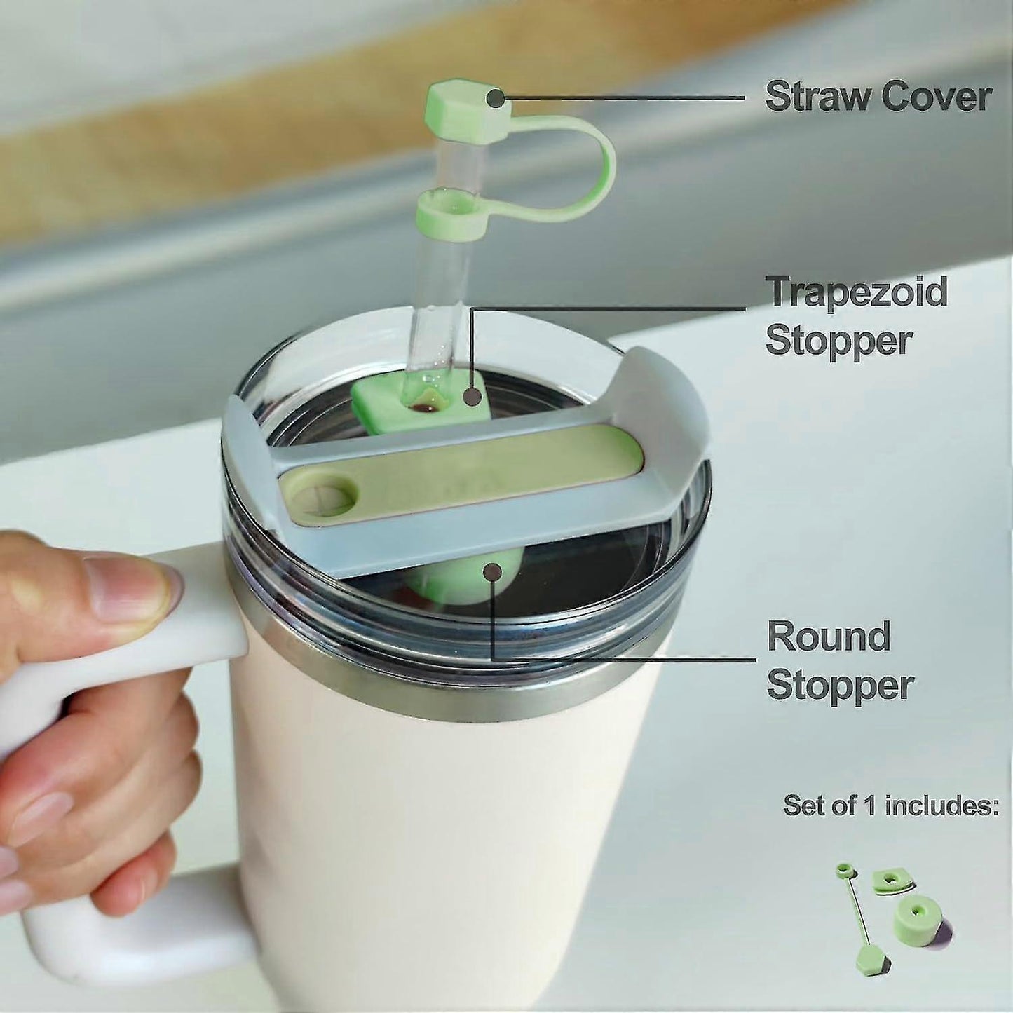 Spill Stopper For Stanley Cup 2.0 30oz & 40oz Set Of 4, Silicone Leak Proof Stopper For Stanley Tumbler, Cup Accessories Includes Straw Cover
