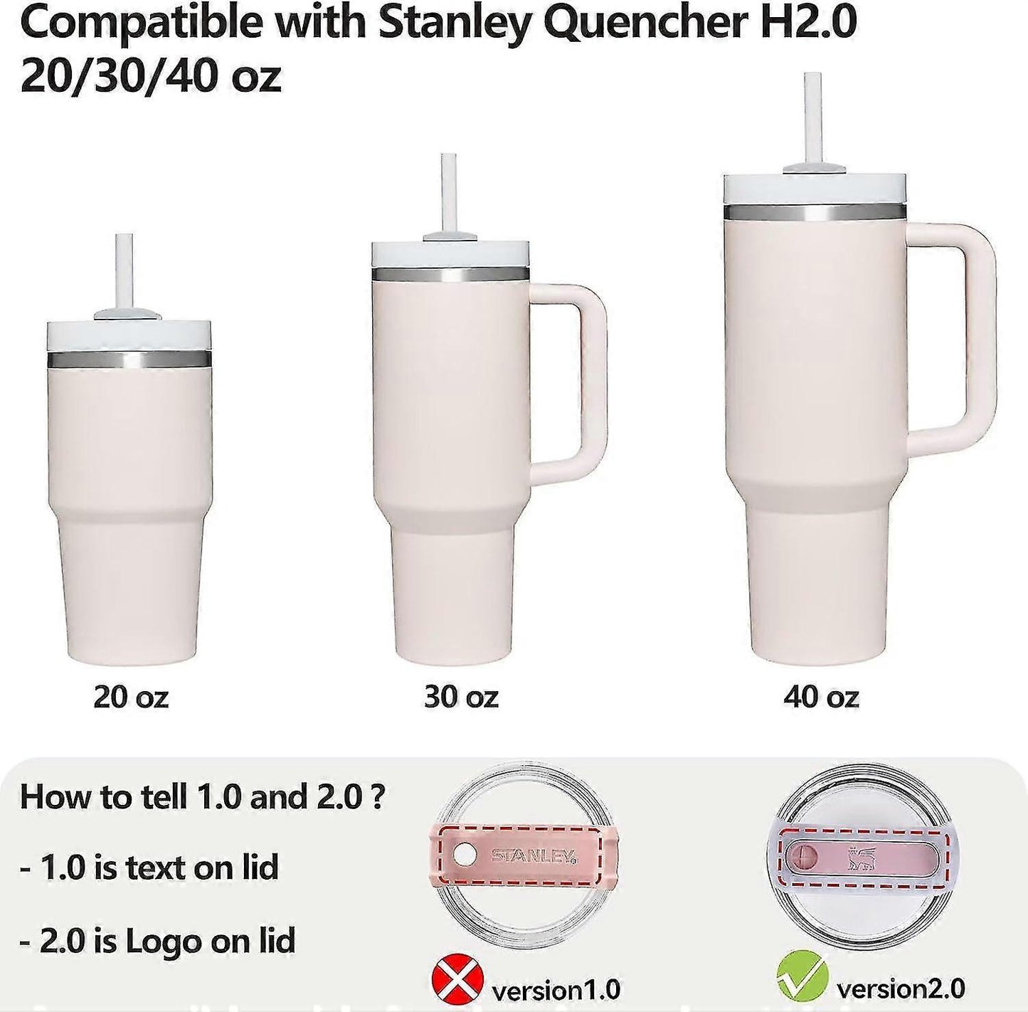Spill Stopper For Stanley Cup 2.0 30oz & 40oz Set Of 4, Silicone Leak Proof Stopper For Stanley Tumbler, Cup Accessories Includes Straw Cover