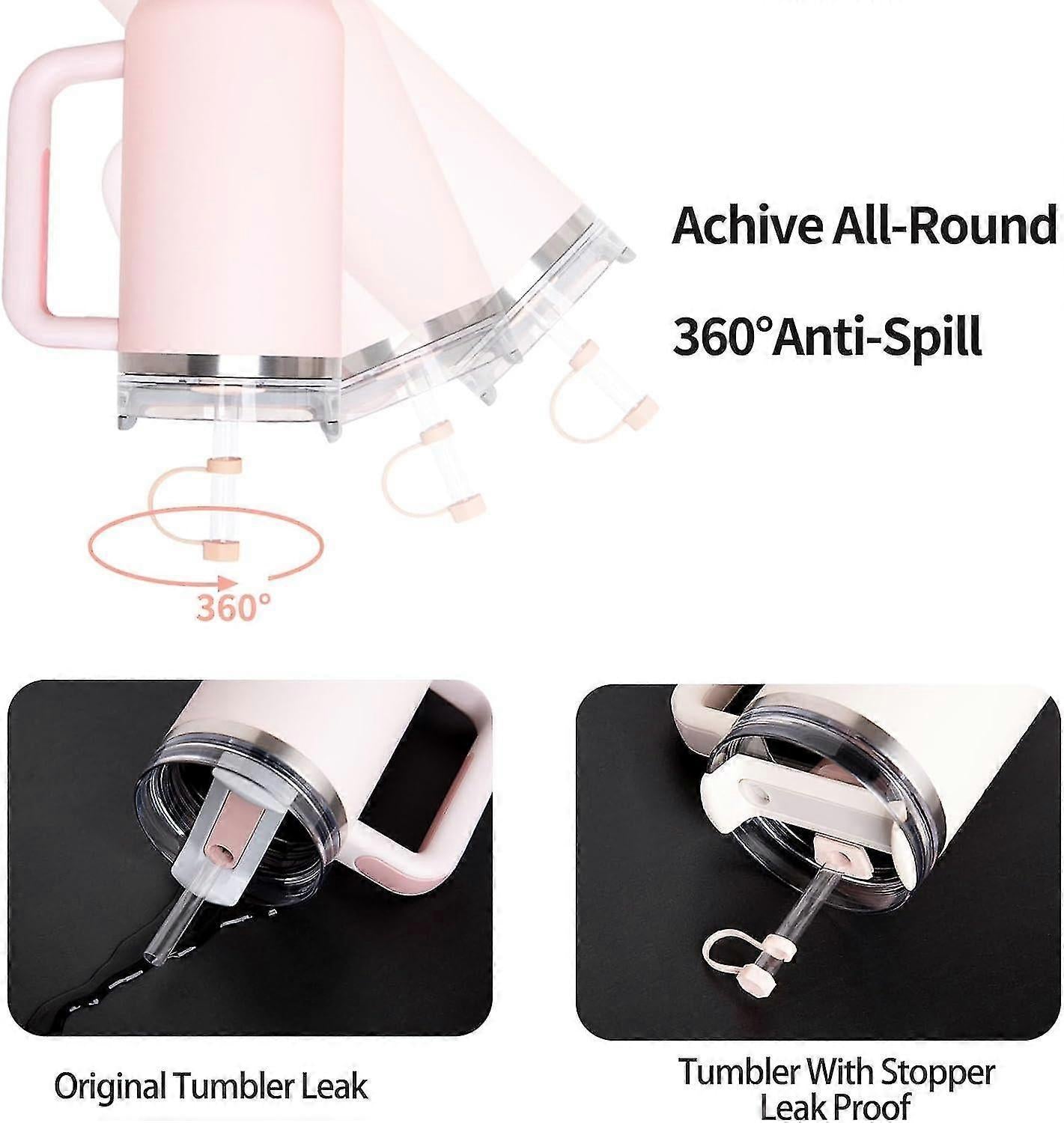 Spill Stopper For Stanley Cup 2.0 30oz & 40oz Set Of 4, Silicone Leak Proof Stopper For Stanley Tumbler, Cup Accessories Includes Straw Cover