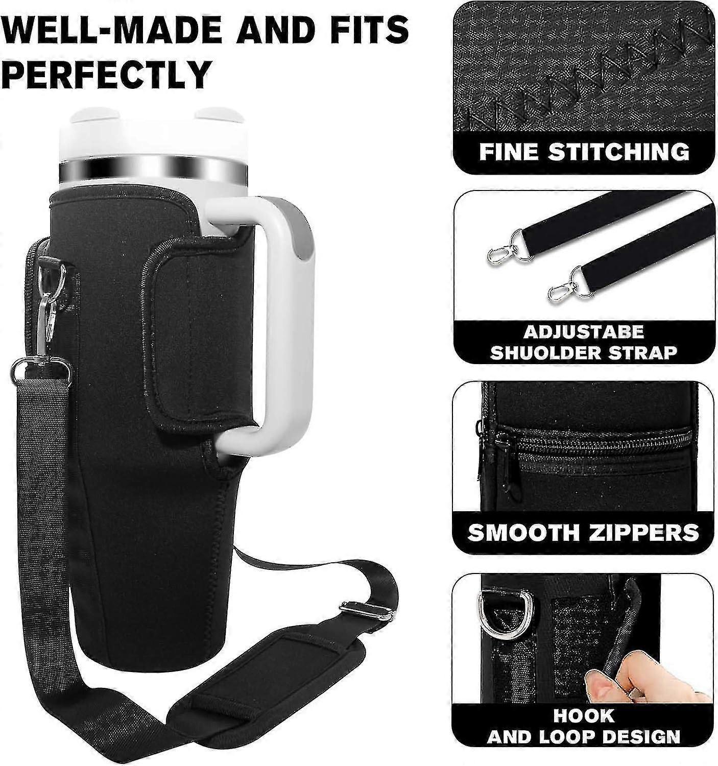 Water Bottle Carrier Bag For Stanley 40oz Tumbler, Water Bottle Holder With Strap Pouch & Phone Pocket For Stanley Cup Accessories