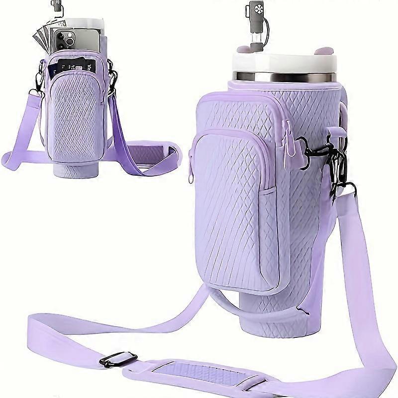 Water Bottle Holder For Stanley 40oz Tumbler With Sling, Adjustable Shoulder Strap Straw Cover For Stanley Cup Accessories