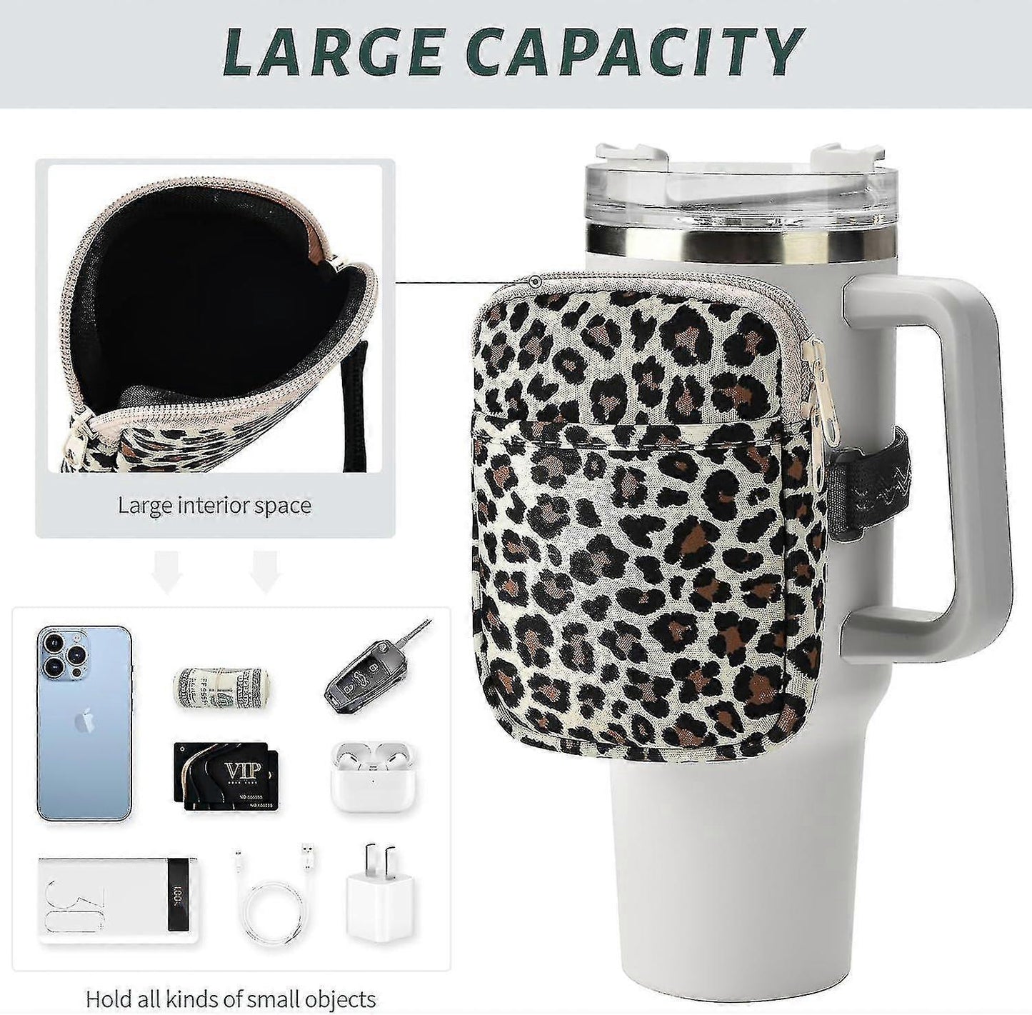 Water Bottle Pouch For Stanley,18~40oz Stanley Cup Accessories,stanley Cup Fanny Pack,tumbler Pouch With Pocket, For Phone, Cards, Keys,wallet,earphon