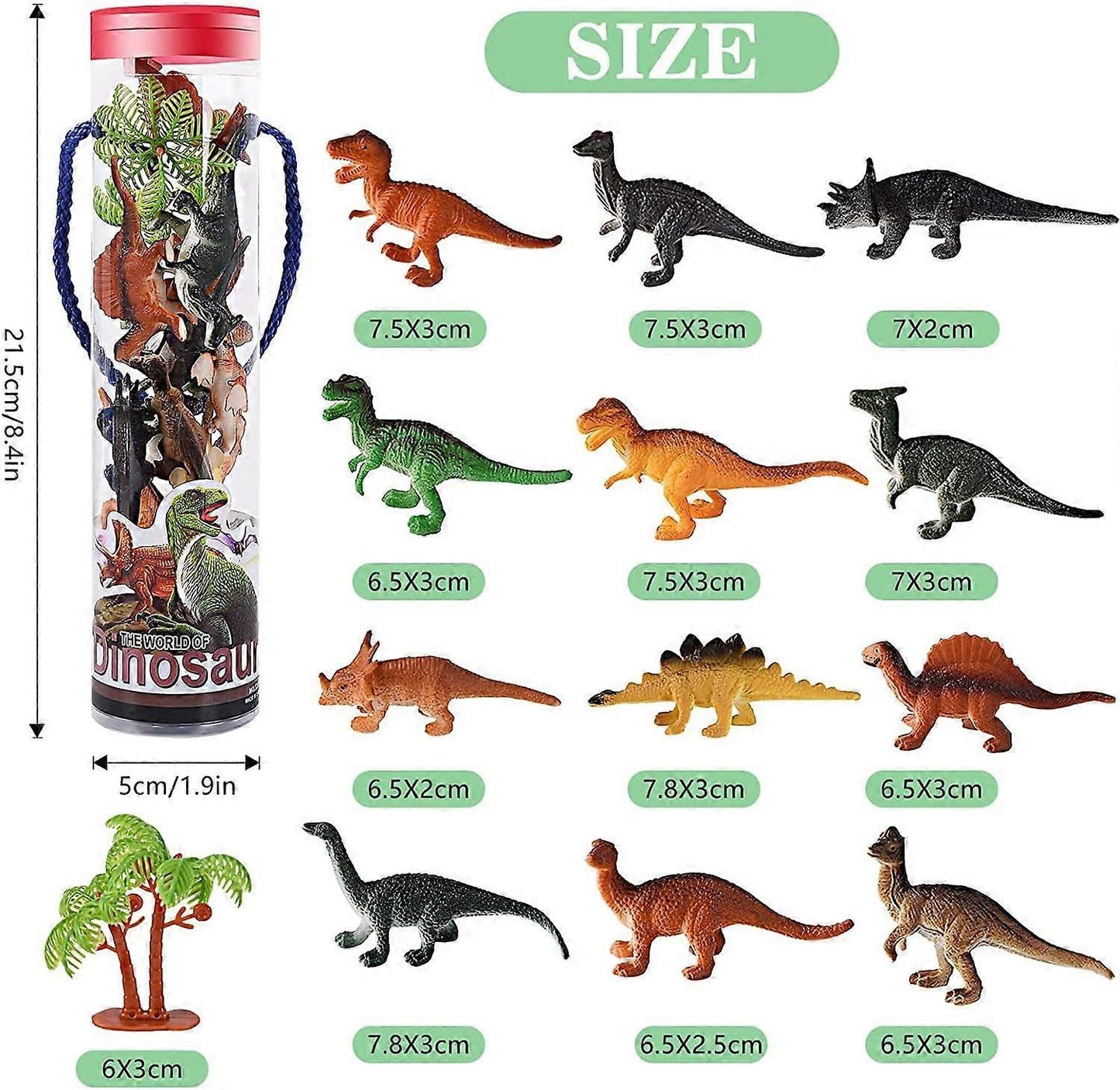 Mini Dinosaur Toys, 12 Piece Dinosaurs Play Set, Mini Dinosaur Figures Plastic Dinosaur Toys Model Play Set, Realist Dinosaur Figures Cake Topper
