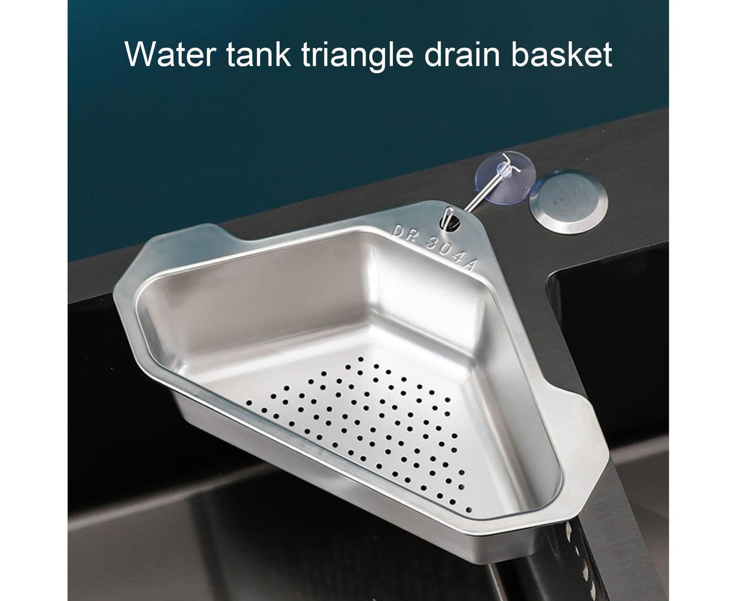 Drain Basket with Hook Triangular Stainless Steel Rinsing Strainer-Stainless Steel