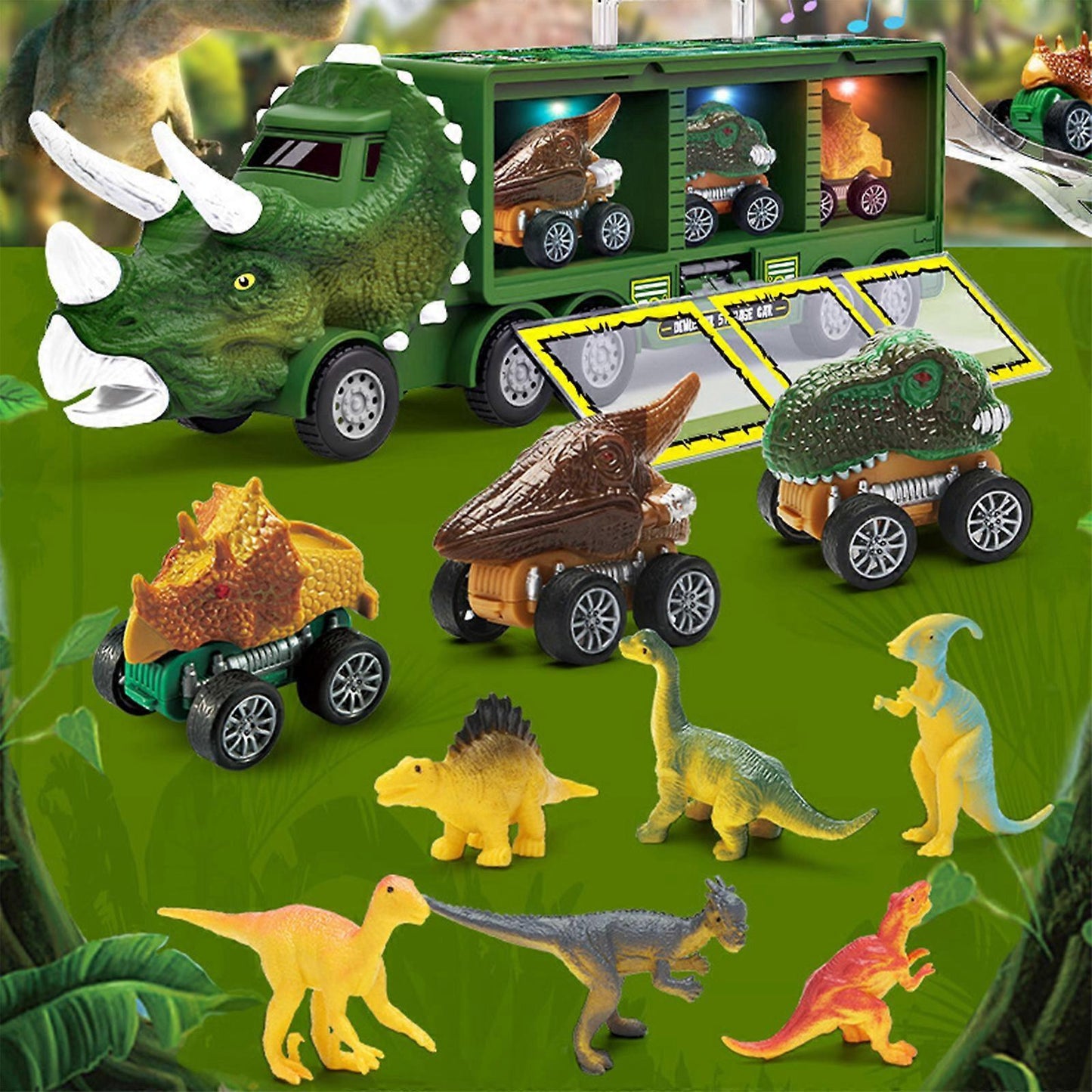 Dinosaur Truck Carrier Dinosaur Toy for Boys, Dinosaur Playset for Boys Age 3 & Up with More Dinosaur Figures