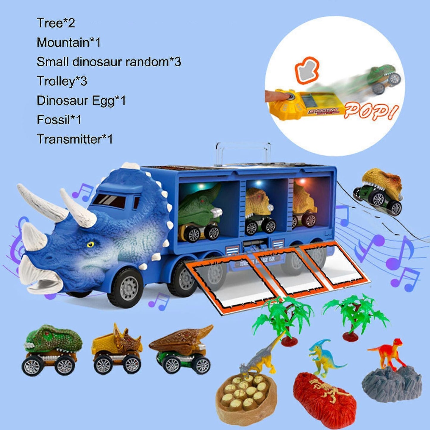 Dinosaur Truck Carrier Dinosaur Toy for Boys, Dinosaur Playset for Boys Age 3 & Up with More Dinosaur Figures