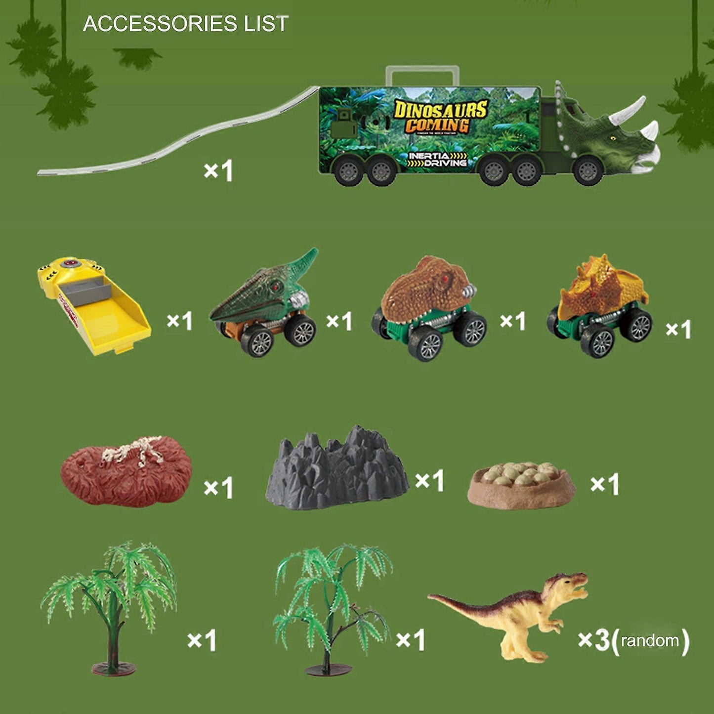 Dinosaur Truck Carrier Dinosaur Toy for Boys, Dinosaur Playset for Boys Age 3 & Up with More Dinosaur Figures