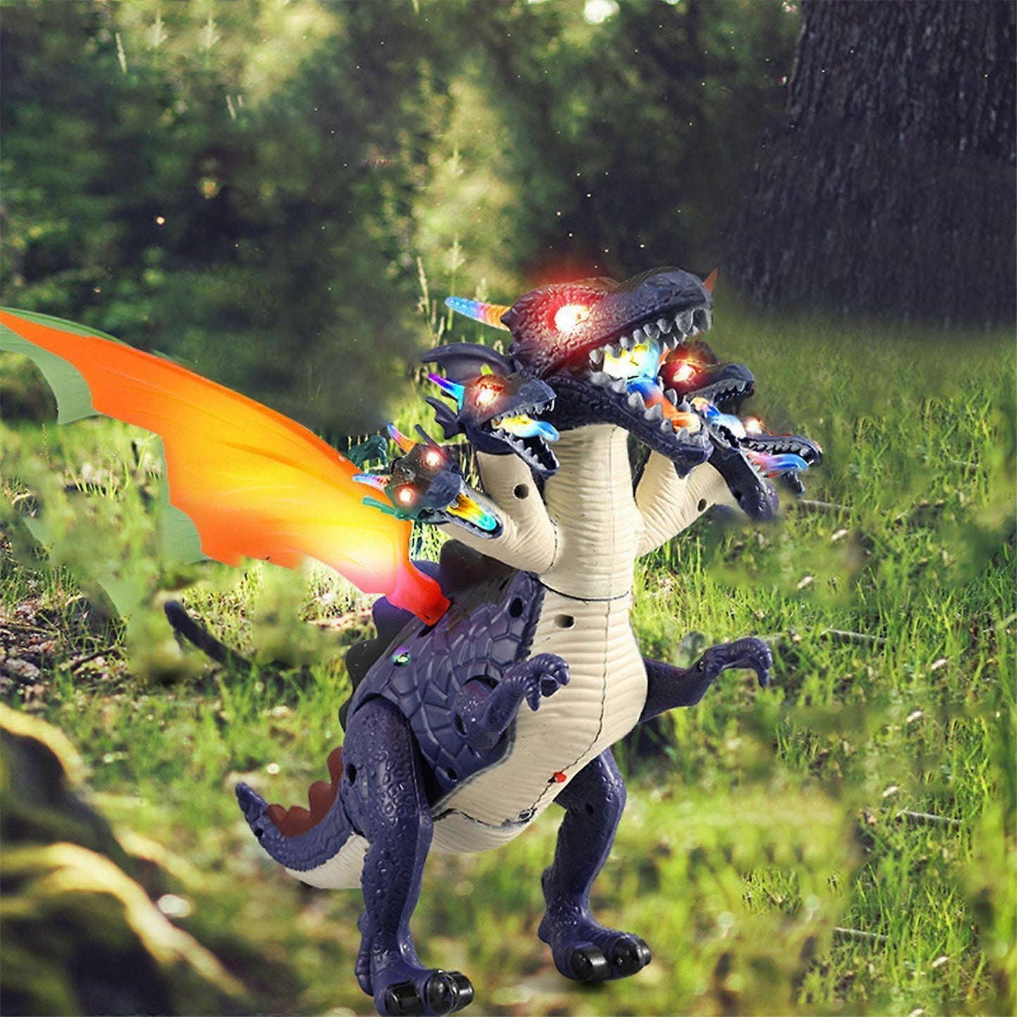 Electric Dinosaur With Five Heads, Walking Dinosaur, Dinosaur Robot, With Realistic Dinosaur, Moves While Making Roaring Sound