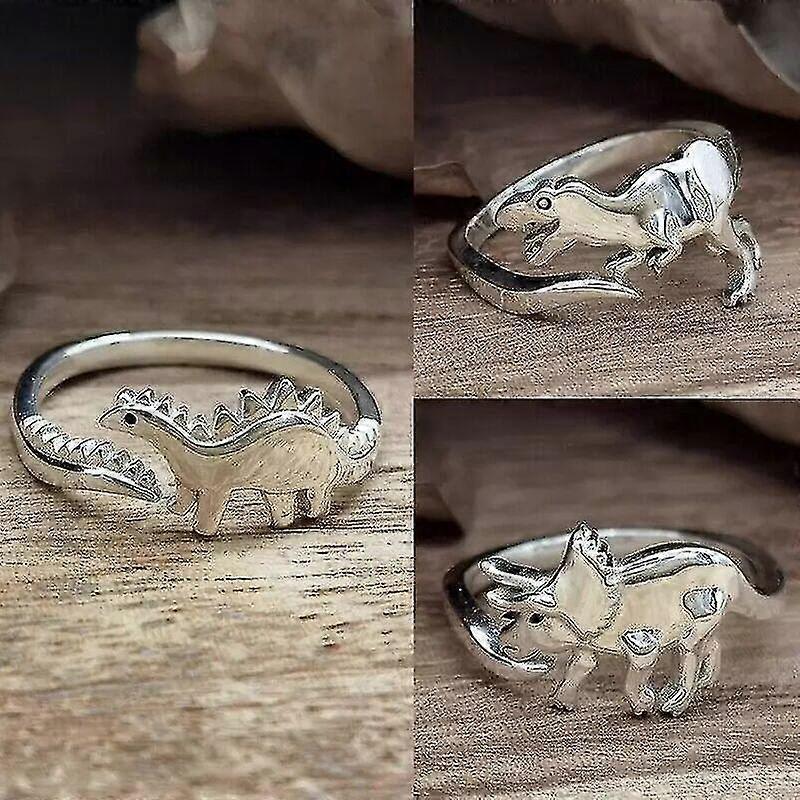 Dinosaur Rings, 4pcs Cute Dinosaur Adjustable Rings, Dinosaur Ornament, Animal Jewelry, Jurassic Era Dinosaur
