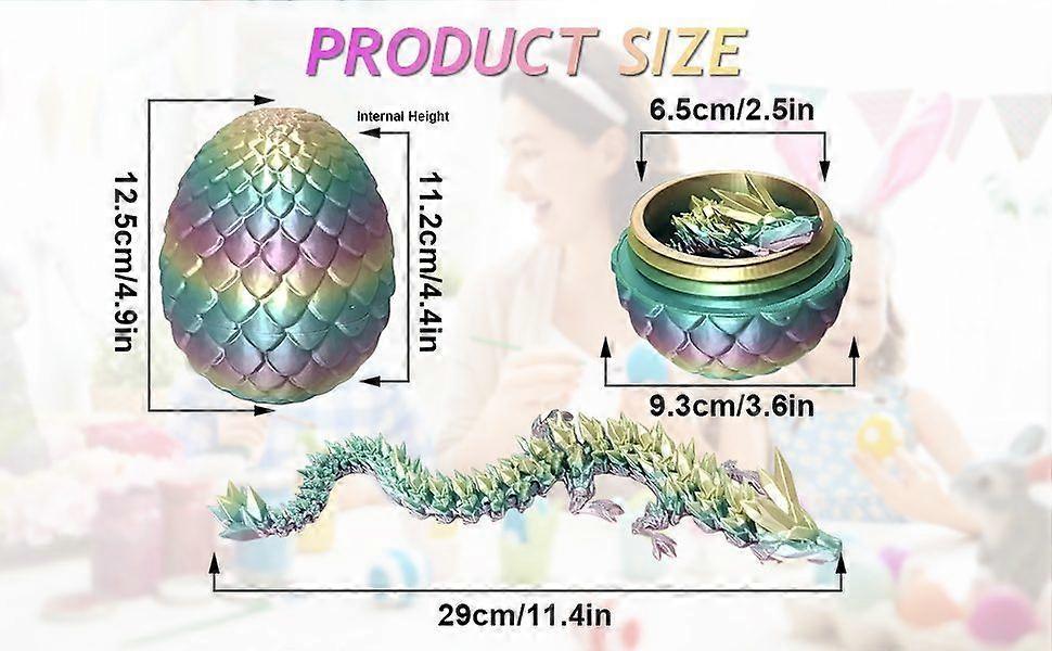 Easter Dragon Egg 3D Printed Dragon Egg Articulated Dragon Crystal Dragon