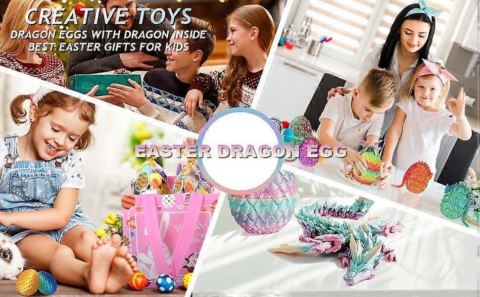 Easter Dragon Egg 3D Printed Dragon Egg Articulated Dragon Crystal Dragon
