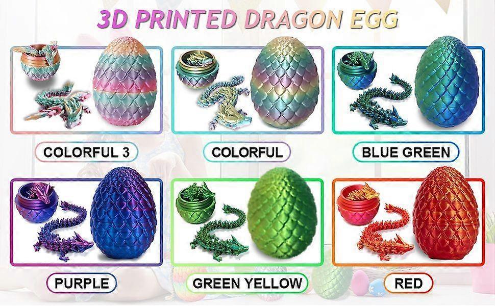 Easter Dragon Egg 3D Printed Dragon Egg Articulated Dragon Crystal Dragon
