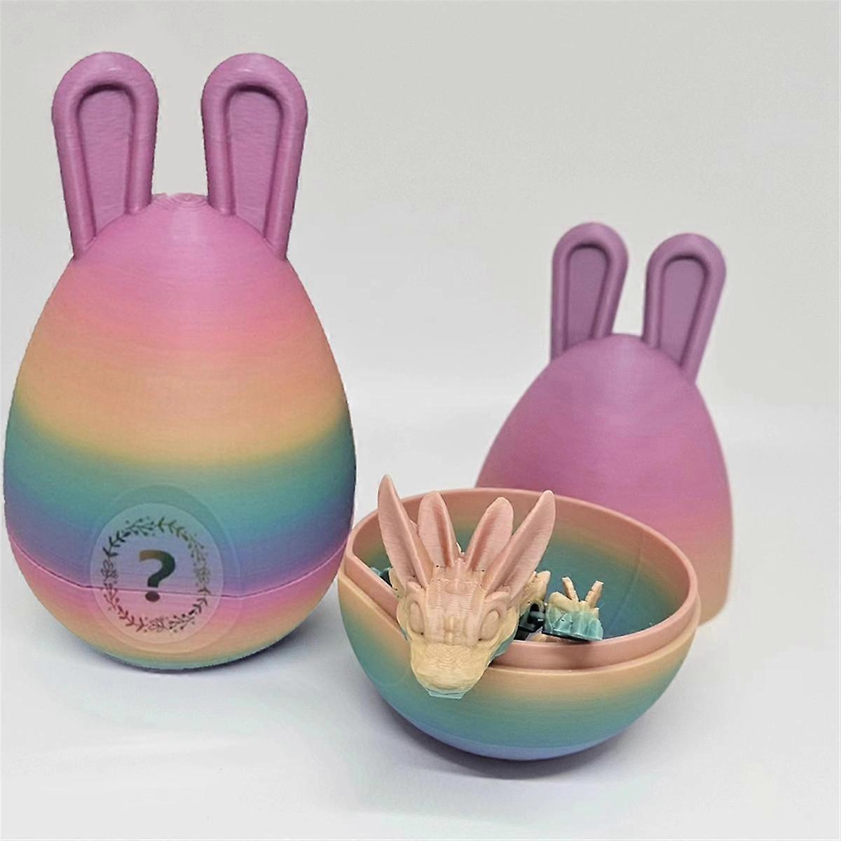 A Easter Bunny Ear Eggs with Dragon, 3D Printed Dragon Egg,Crystal Dragon ,Full Articulated Dragon in Egg