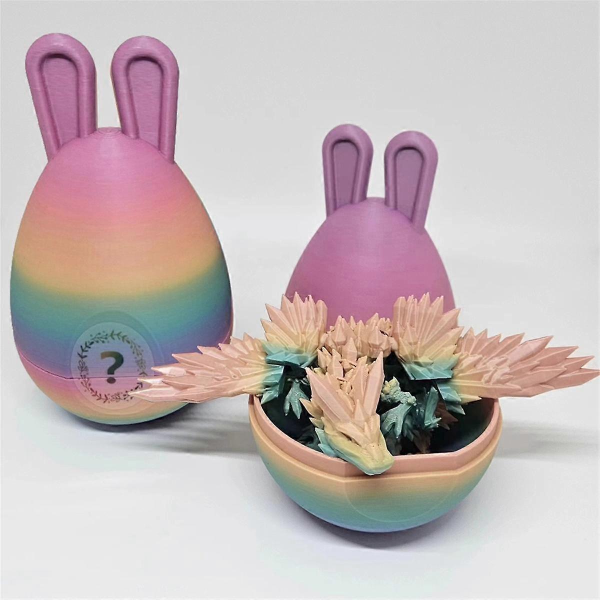 A Easter Bunny Ear Eggs with Dragon, 3D Printed Dragon Egg,Crystal Dragon ,Full Articulated Dragon in Egg