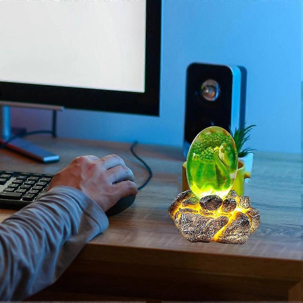 Lava Dragon Egg with Display Base Crystal Resin Dragon Egg Ornaments for Desktop Decor