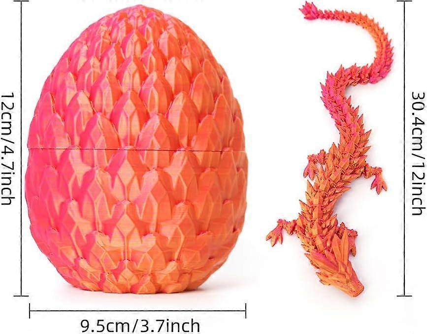 Dragon Egg - 12 inch Dragon in Egg, Easter Egg, 3D Printed Flexible Dragon Fidget Toy