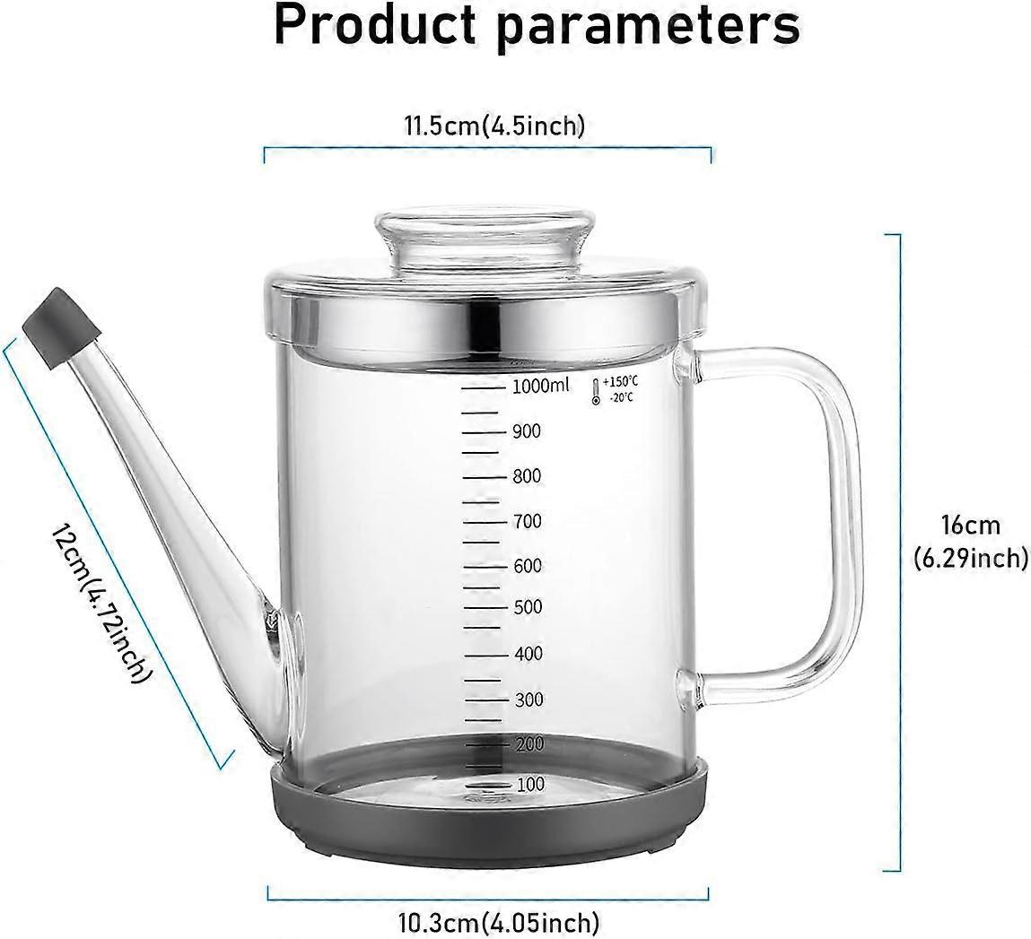 Heat-Resistant Glass Oil Dispenser with Stainless Steel Strainer
