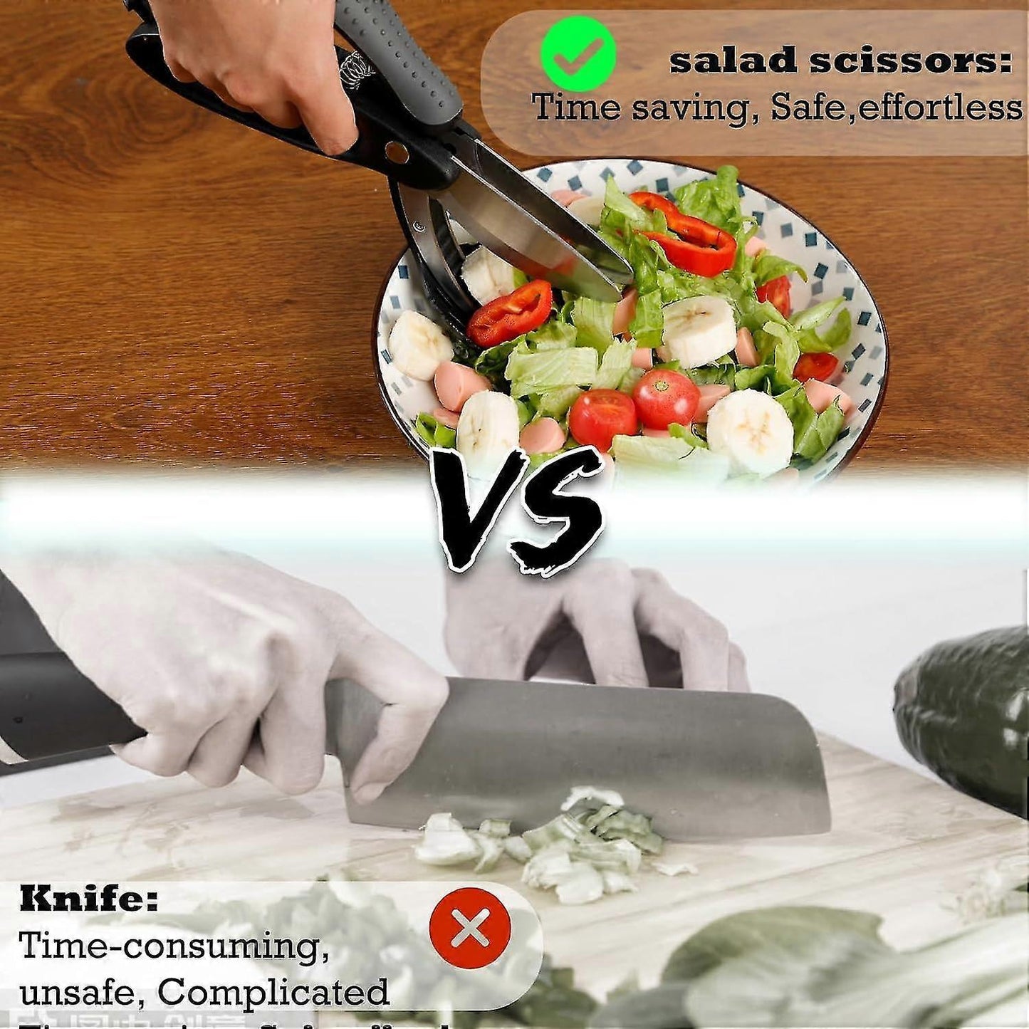 Salad Chopper with Double Blades - Lettuce Scissors for Chopped Salad