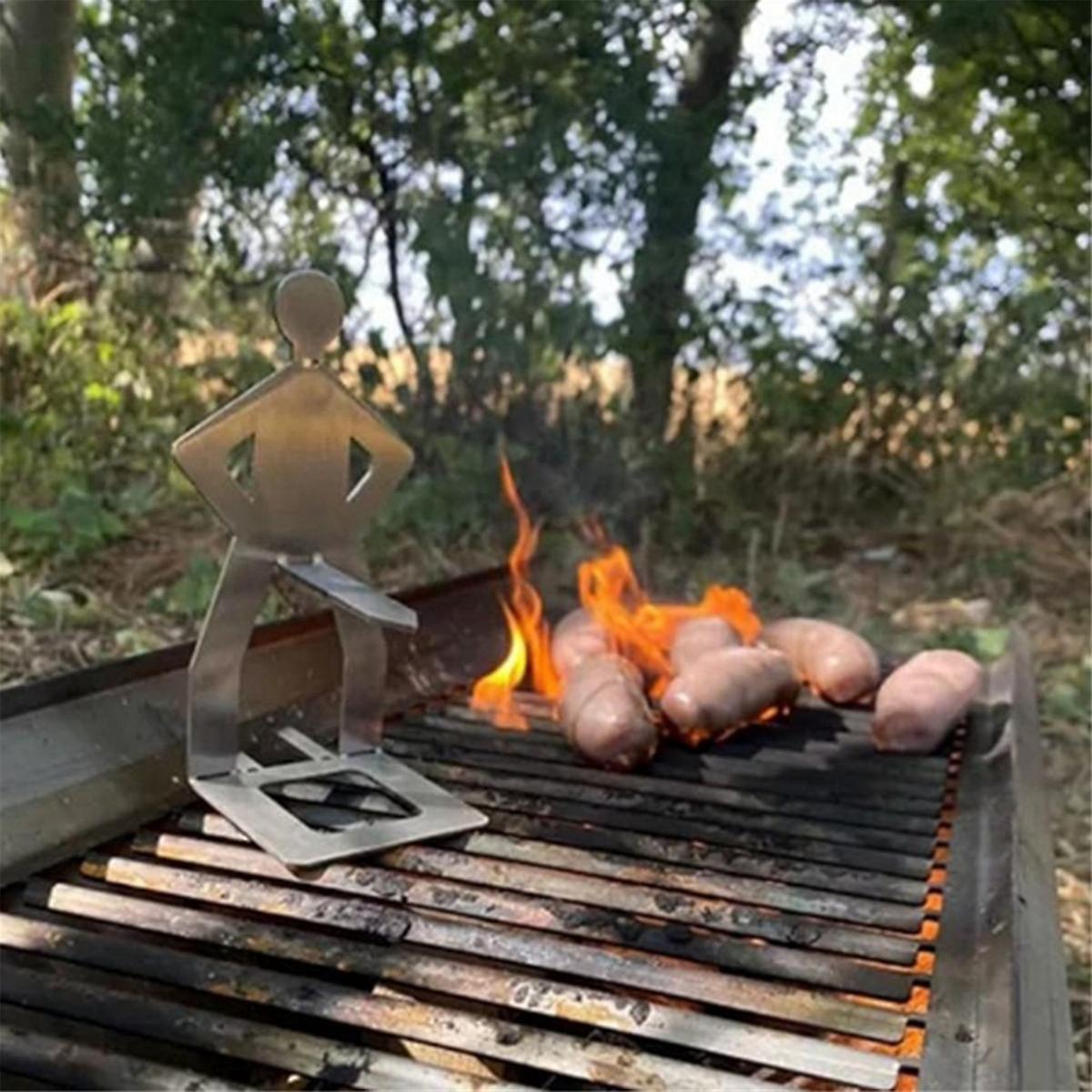 4PCS Funny BBQ Sausage Stand Holder - Portable Stainless Steel Roaster Rack