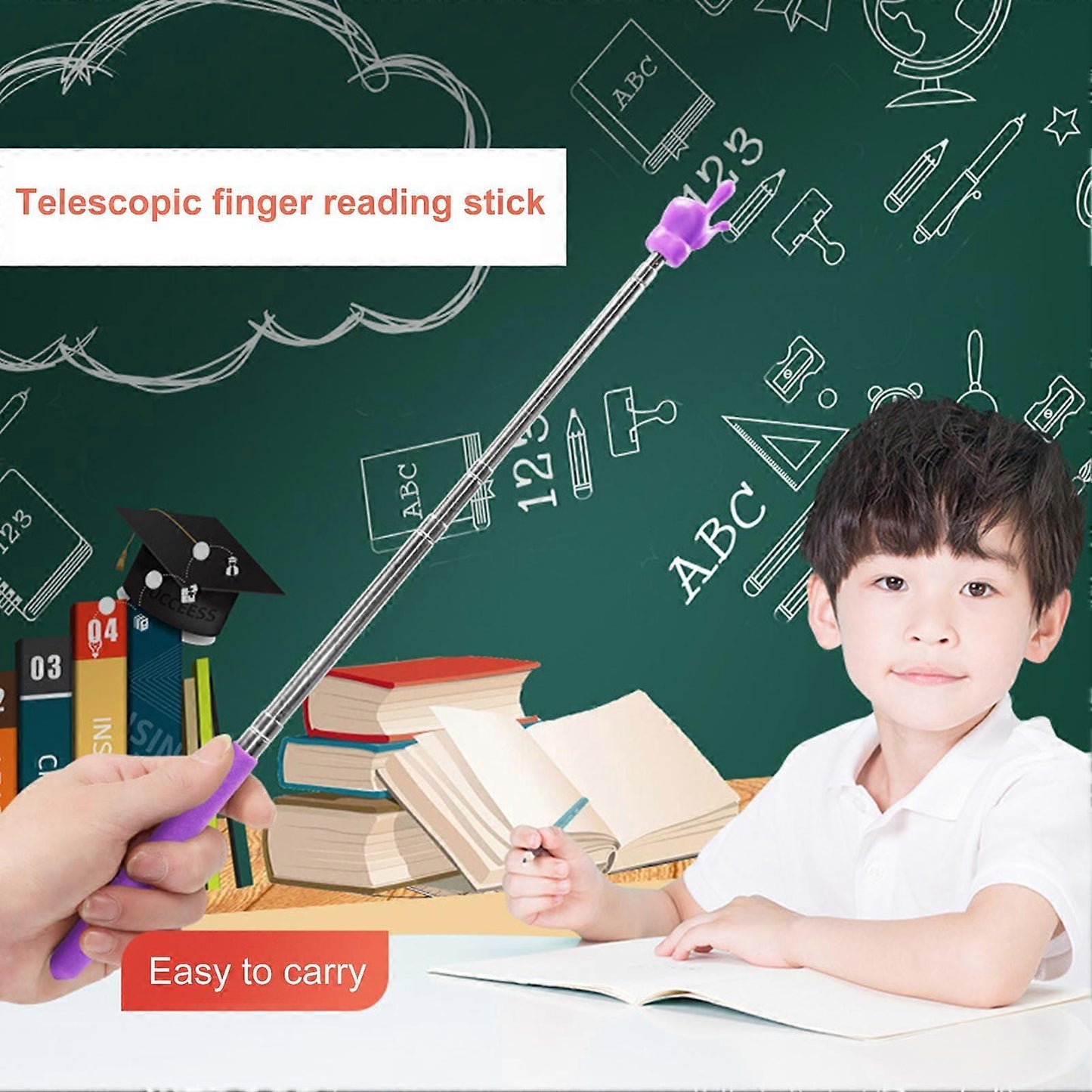 Retractable Teacher Pointer - Stainless Steel Telescopic Rod with Non-Slip Handle