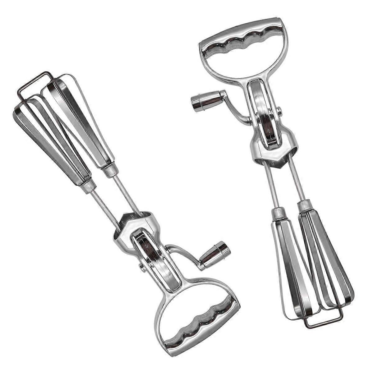 Handheld Double-Head Rotary Whisk - Stainless Steel Hand Whip