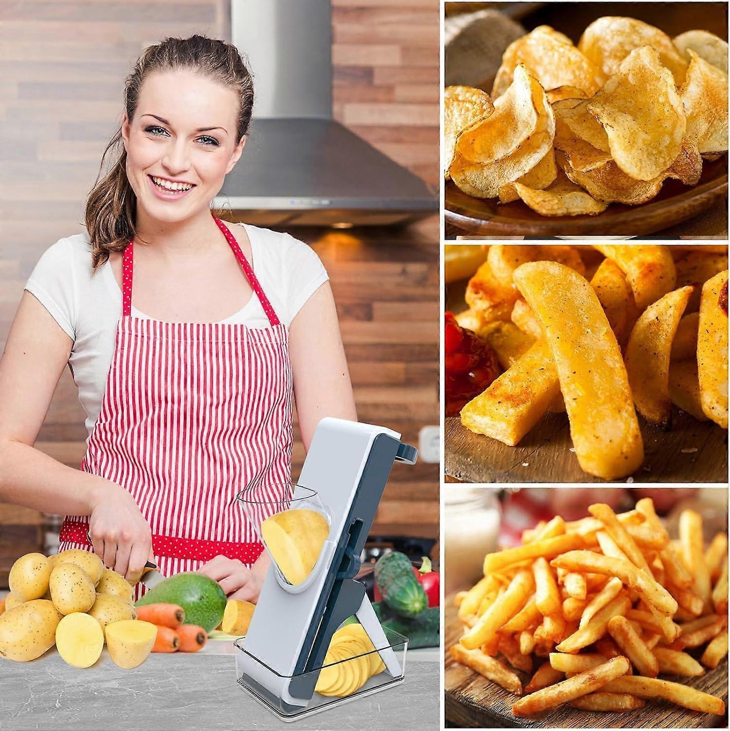 secure Mandoline Slicer - Adjustable Potato & Vegetable Chopper