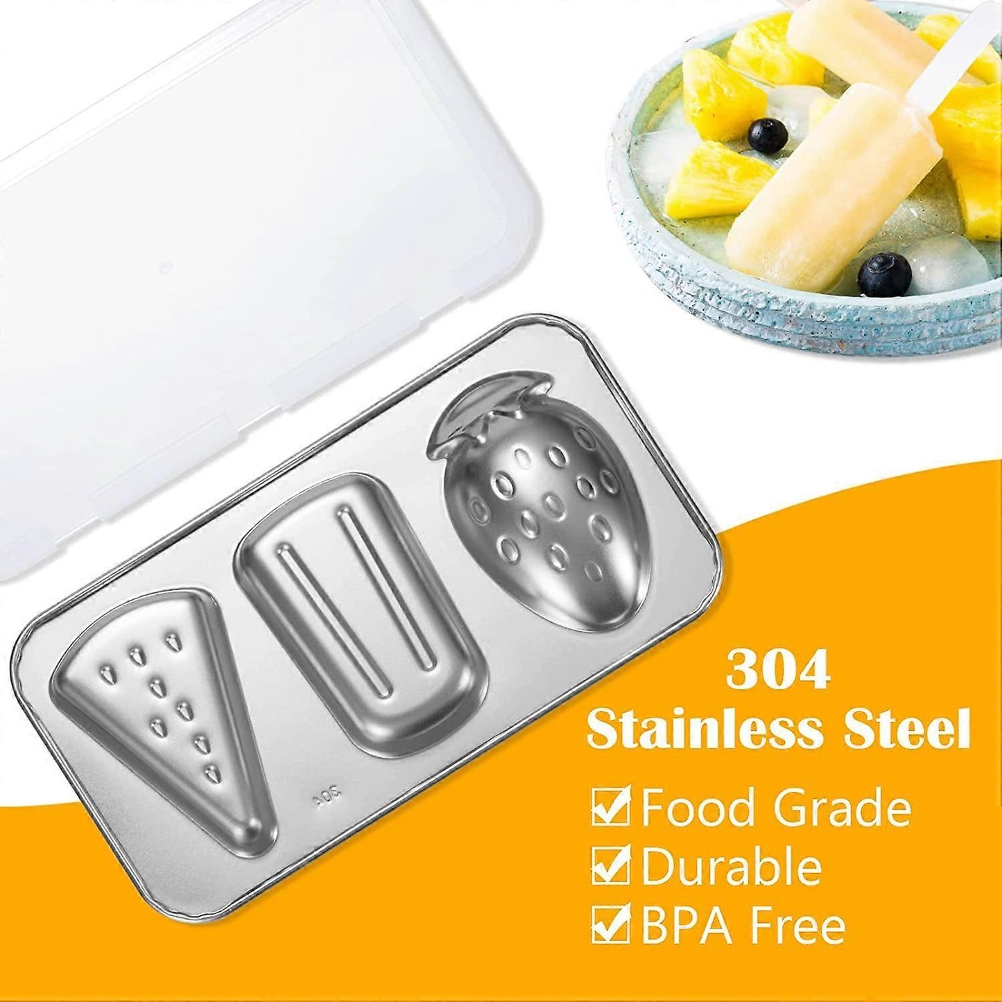 Stainless Steel Popsicle Molds - BPA-Free Reusable Set with Sticks & Lids
