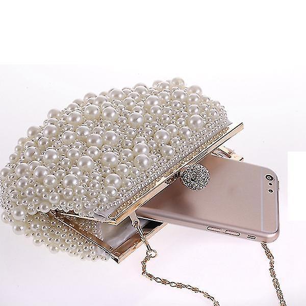 Evening Wedding Clutch Pearl Handbag Small White Purse Bridesmaid Bag
