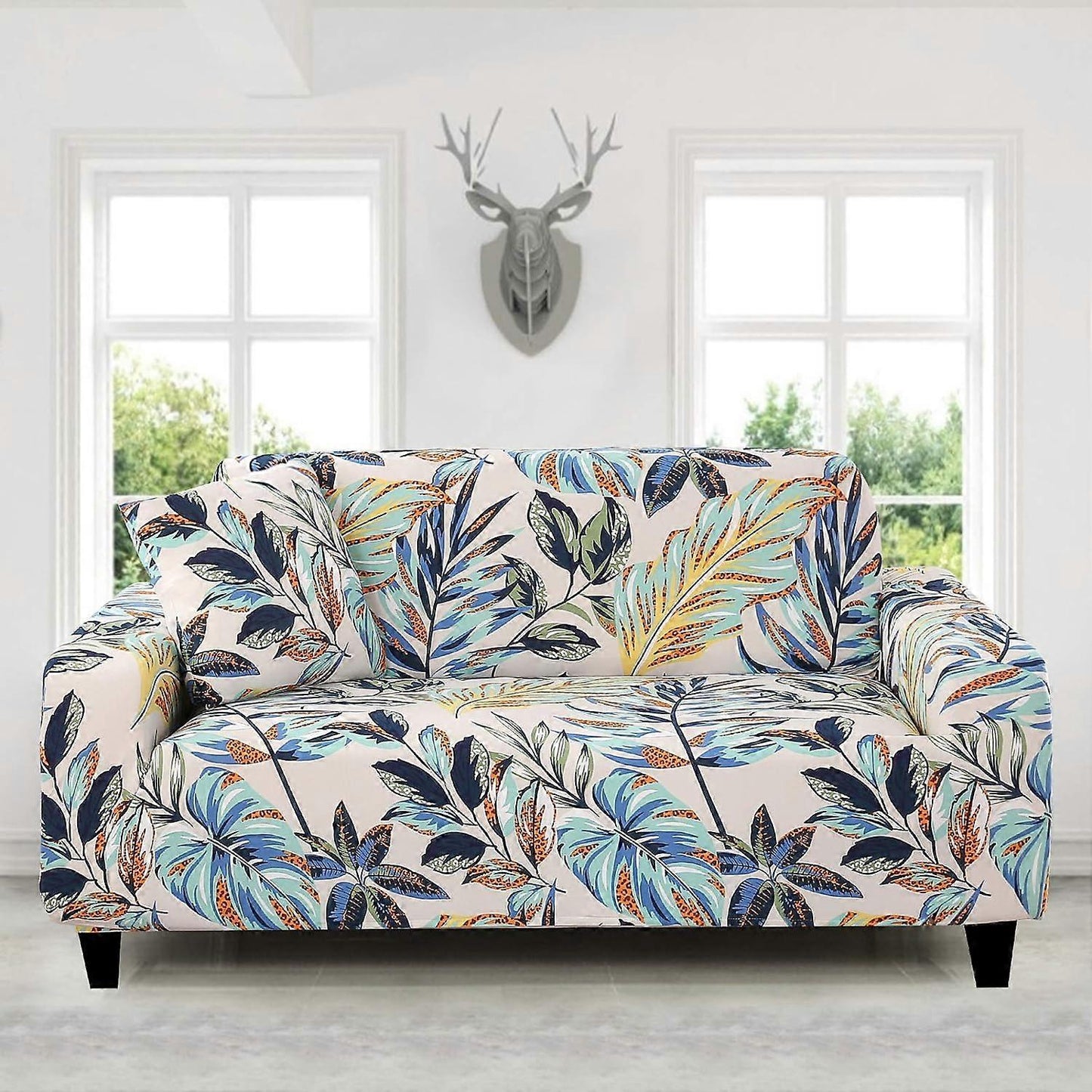 2 Seater Stretch Sofa Cover with 1 Cushion Cover Universal Fit 145-180cm