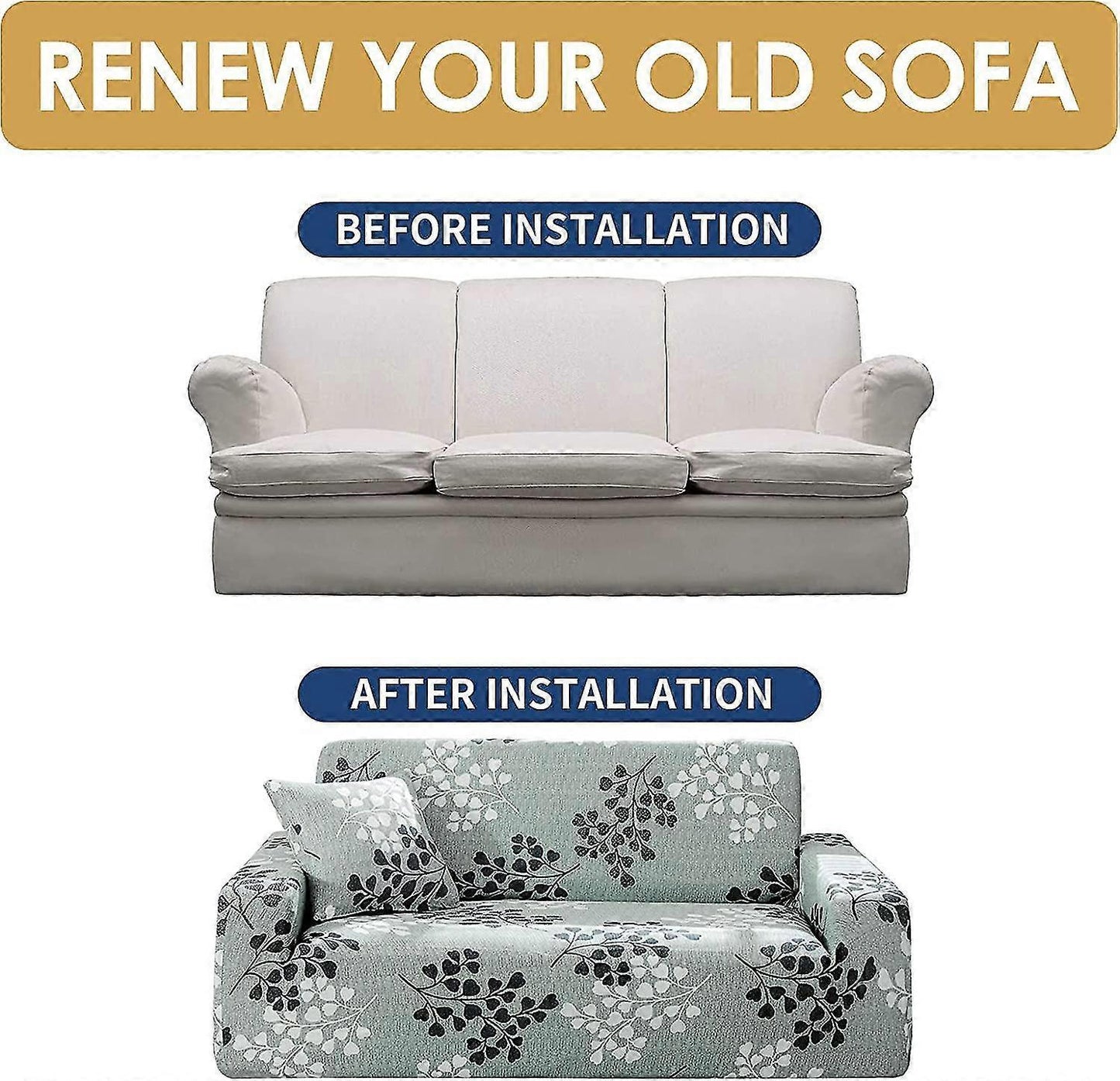 3 Seater Stretch Sofa Cover with Armrests Universal Fit 190-230cm