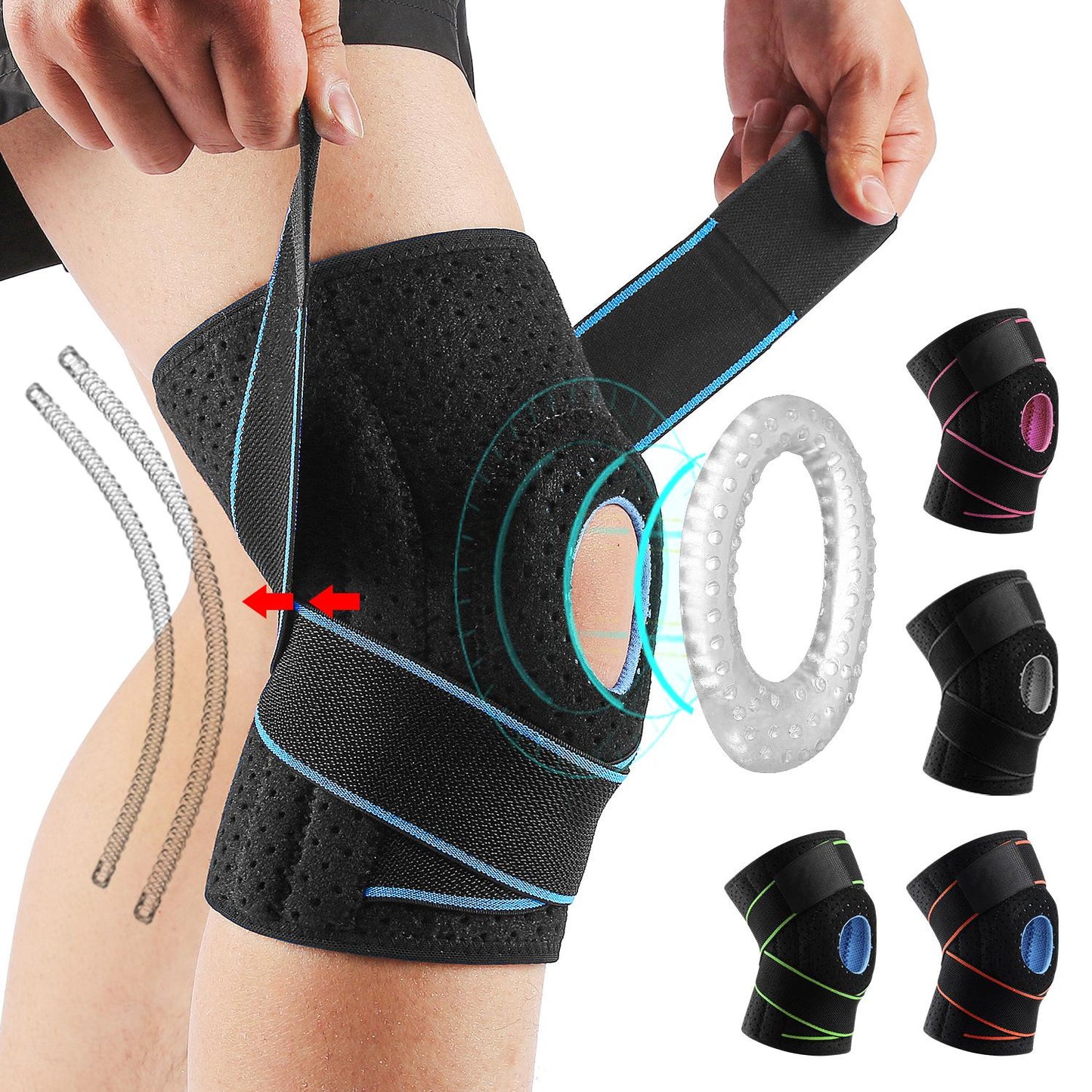 Adjustable Knee Brace with Patella Gel Pads - Open Patella Compression Wrap