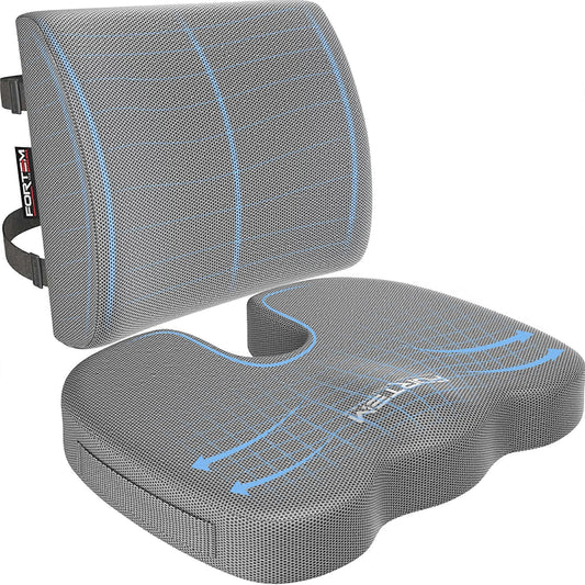 Orthopedic Seat Cushion - Memory Foam Lumbar Support for Office Chair & Car