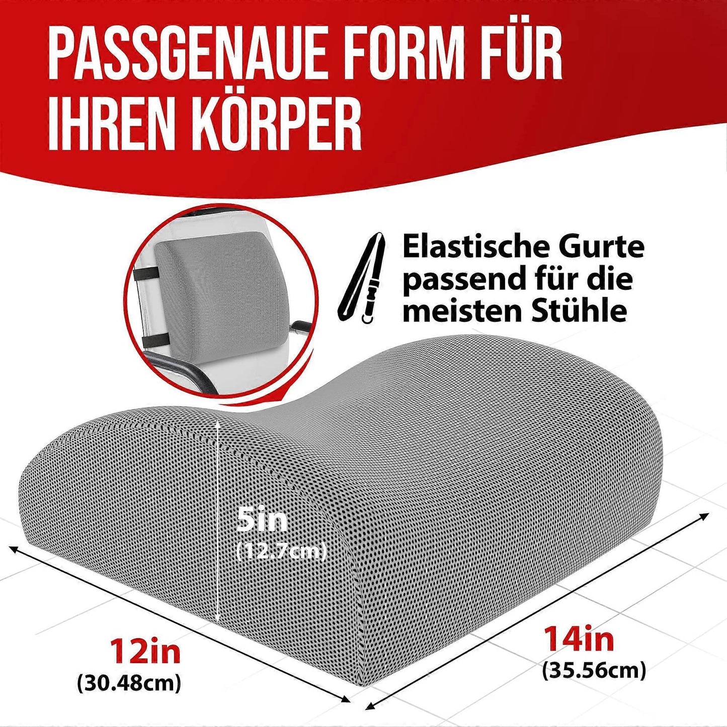 Orthopedic Seat Cushion - Memory Foam Lumbar Support for Office Chair & Car