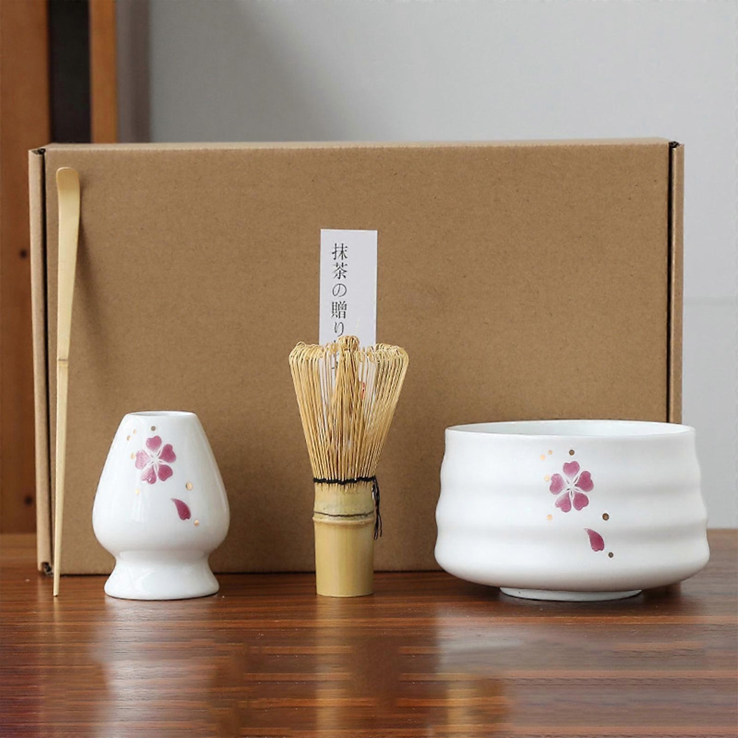 Tea Spoon, Tea Whisk, and Whisk Holder Set - Kitchen and Tea Room Utensils